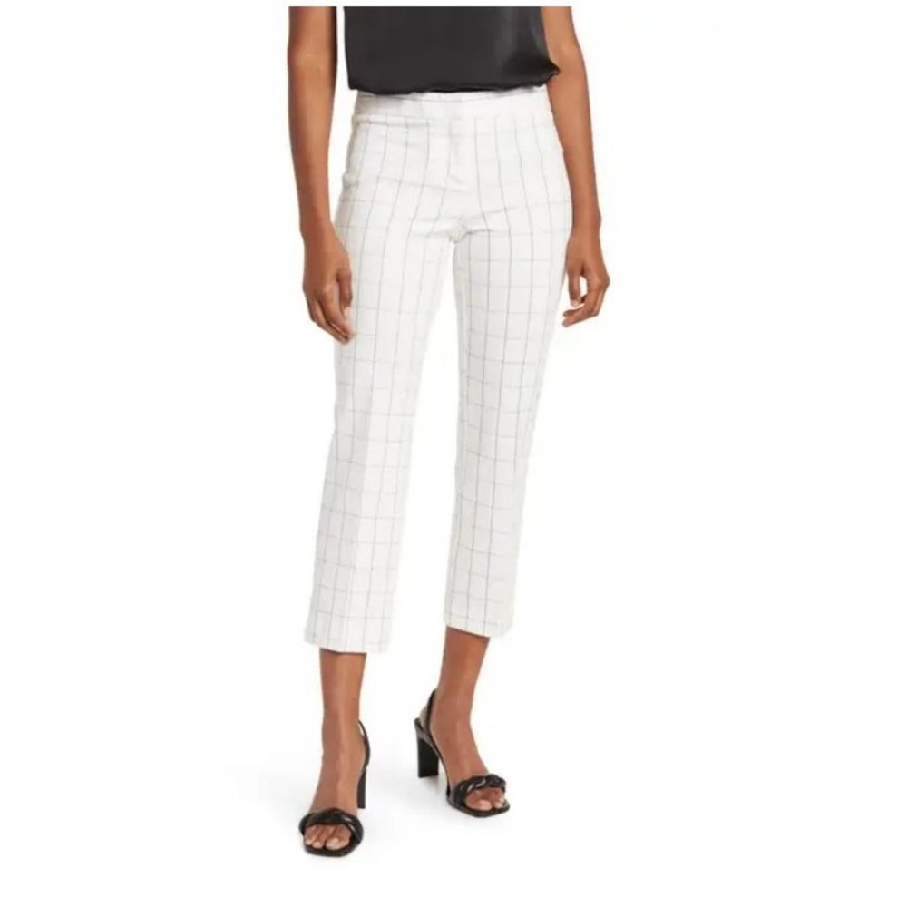 NWT Amanda & Chelsea Ivory/Black Windowpane Check Ankle Pants Size 14P
